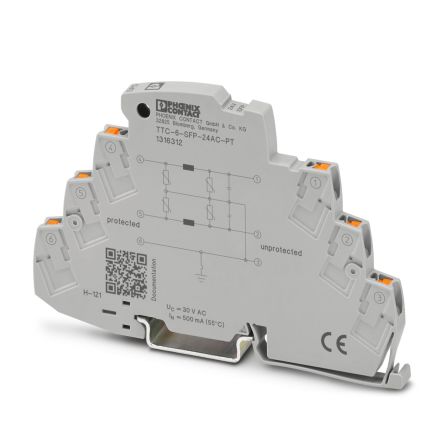 Phoenix Contact Surge Protector, 350A, 80V (Volts), DIN Rail Mount [1316312]; 267-1709