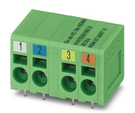 Phoenix Contact 5/ 4-H-EX PROFINET 2, SPT 2 Series PCB Terminal Block, 4-Contact, 5mm Pitch, PCB Mount, 1-Row, PCB [1034522]; 269-7876