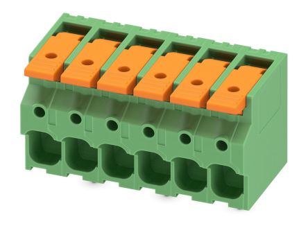 Phoenix Contact 5-ZB, LPT 6/ 6-7 Series PCB Terminal Block, 6-Contact, 7.5mm Pitch, PCB Mount, 1-Row, PCB Termination [1098171]; 269-7911