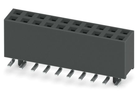 Phoenix Contact 54D/ 20-SV-1020-1-BT, FQ 2 Series Surface Mount Socket Strip, 2-Row, 2.54mm Pitch, SMD Termination [1156888]; 269-8034