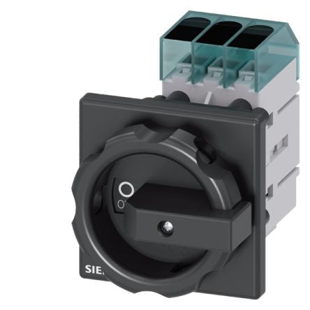 Siemens 3 Pole DIN Rail Isolator Switch - 63A Maximum Current, 22kW Power Rating, IP65 [3LD3454-0TK51]; 269-8291