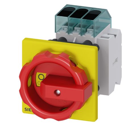 Siemens 3 Pole DIN Rail Isolator Switch - 63A Maximum Current, 22kW Power Rating, IP65 [3LD3454-1TK53]; 269-8296