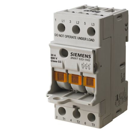 Siemens 32A Fuse Holder for 10 x 38mm Fuse, 3P, 690V ac [3NW7033-1]; 269-8376