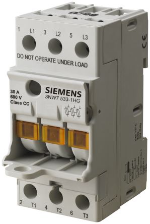 Siemens 32A Fuse Holder for 10 x 38mm Fuse, 3P, 690V ac [3NW7034-1]; 269-8377