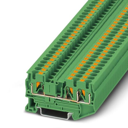 Phoenix Contact 1080103 PT 4-TWIN GN Series Green, 4mm², Single-Level, Push In Termination [1080103]; 270-0157