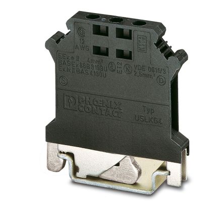 Phoenix Contact 2798789 USLKG 4 BK/BK Series Black, 4mm², Single-Level, Screw Termination [2798789]; 270-0368