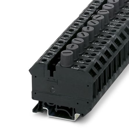 Phoenix Contact 3005662 UK 10-DREHSILA 250(6.3X32) Series Black, 10mm², 1-Level, Screw Termination [3005662]; 270-0413