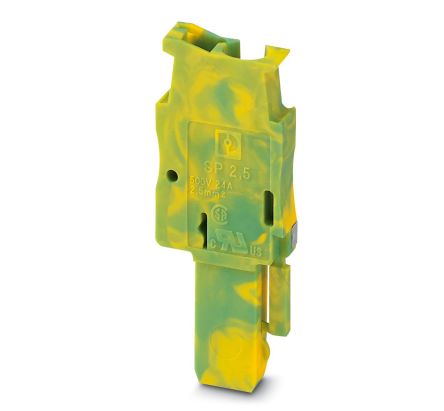 Phoenix Contact SP 2.5/ 1 GNYE Series Terminal Plug for Use with Din Rail, 24A [3040708]; 270-2504