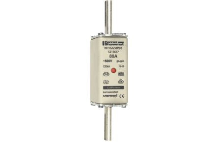Mersen 80A NH Fuse, NH1, 500V ac [S215687]; 270-3110