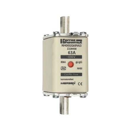 Mersen 63A NH Fuse, NH00, 690V ac [Z228458]; 270-3152