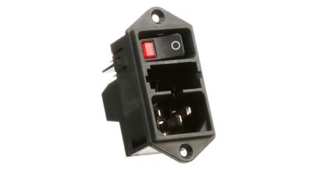 Schurter C14 Panel Mount, Screw Mount IEC Connector Male, 10A, 250 V ac, Fuse Size 47.1 x 37mm [DD11.0113.1111]; 270-7975