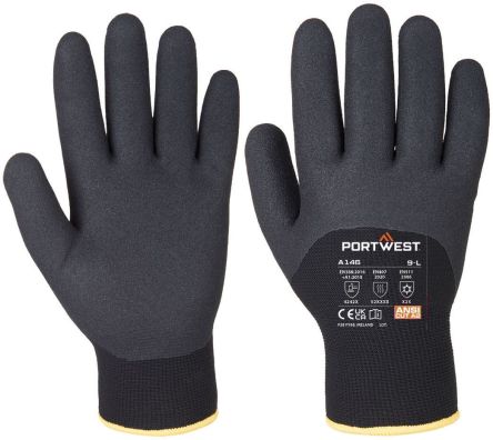 Portwest Black Cold Resistant Gloves, Size 10 [A146BKRXL]; 271-8848