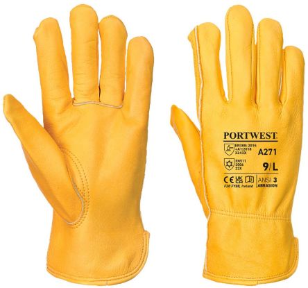 Portwest Yellow Construction Gloves, Size 10 [A271TARXL]; 271-8858