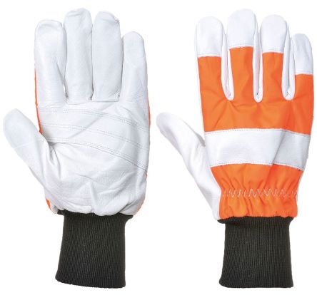Portwest Orange HPPE, Polyester Chainsaw Gloves, Size 9 [A290ORRL]; 271-8859