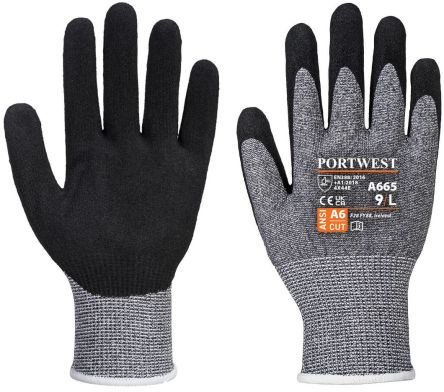 Portwest Grey Cut Resistant Gloves, Size 9 [A665GRRL]; 271-8867