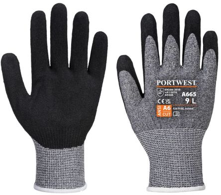 Portwest Grey Cut Resistant Gloves, Size 8 [A665GRRM]; 271-8868