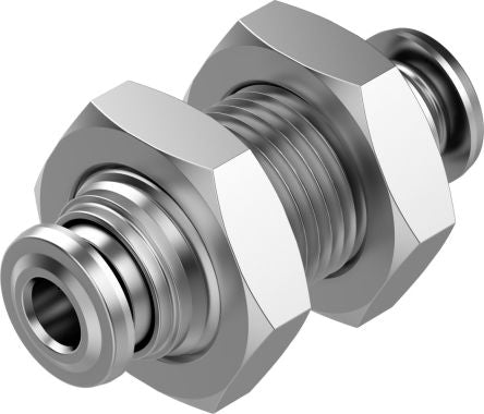 Festo NPQR Series Bulkhead, Push In 4 mm to Push In 4 mm, Tube-to-Tube Connection Style, 8085729 [NPQR-H-Q4-E]; 273-7079