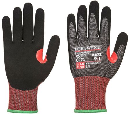 Portwest Nitrile Cut Resistant Gloves, Size 7, Nitrile Foam Coating [A672K8RS]; 275-5868