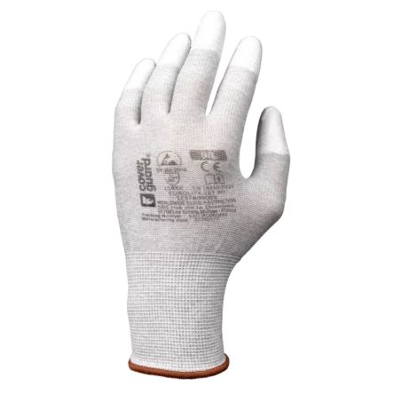 Coverguard EUROLITE EST80 White Polyester Chemical Resistant, Electrical Work Gloves, Size 6, Polyurethane Coating [1EST800006]; 275-9547