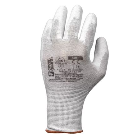 Coverguard EUROLITE EST90 White Polyester Chemical Resistant, Electrical Work Gloves, Size 11, Polyurethane Coating [1EST900011]; 275-9558