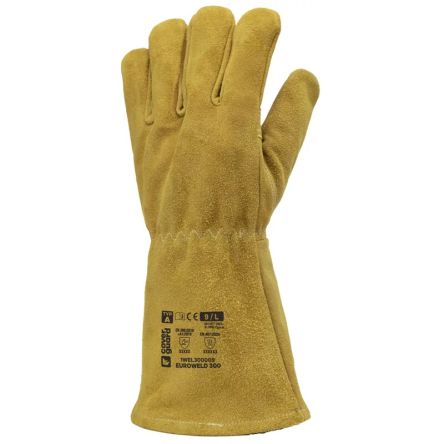 Coverguard EUROWELD 300 Gold Leather Chemical Resistant, Electrical Gloves, Size 9, Leather Coating [1WEL300009]; 275-9559