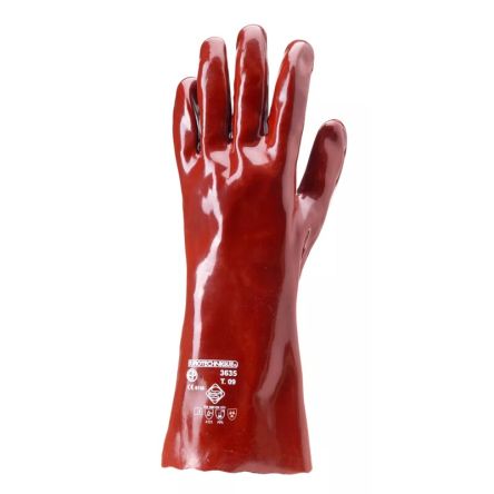 Coverguard EUROCHEM 3636 Red Cotton Abrasion Resistant, Chemical Resistant Work Gloves, Size 9, PVC Coating [3635 -9]; 275-9566