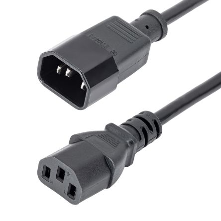StarTech.com Straight IEC C13 Socket to Straight IEC C14 Plug Power Cord, 1m [PXT1001M]; 277-9805