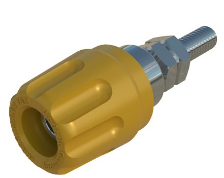 Hirschmann Test & Measurement 16A, Yellow Binding Post With Brass Contacts and Nickel Plated - 14mm Hole Diameter [930099103]; 280-8742