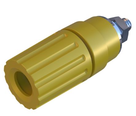 Hirschmann Test & Measurement 35A, Yellow Binding Post With Brass Contacts and Nickel Plated - 15mm Hole Diameter [931714103]; 280-8798
