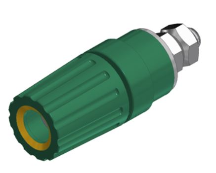 Hirschmann Test & Measurement 35A, Green/Yellow Binding Post With Brass Contacts and Nickel Plated - 14mm Hole Diameter [931714188]; 280-8803
