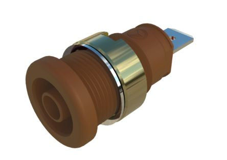 Hirschmann Test & Measurement Brown Male Banana Connector, 4 mm Connector, Tab Termination, 32A, 1kV, Gold Plating [972356105]; 280-9026