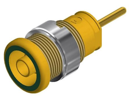 Hirschmann Test & Measurement Green/Yellow Female Banana Connector, 4 mm Connector, Solder Termination, 24A, 1kV, Gold [972359188]; 280-9041