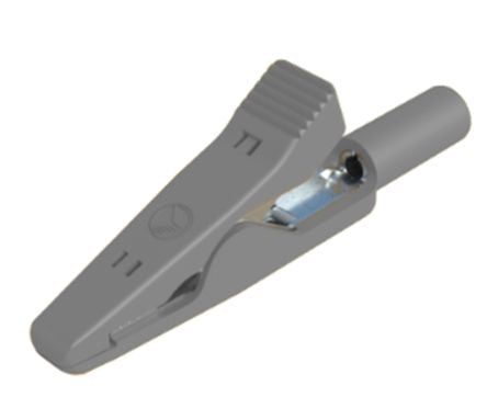 Hirschmann Test & Measurement Crocodile Clip 2 mm Crocodile Clip Connection, Bronze Contact, 8A, Grey [973584106]; 280-9064