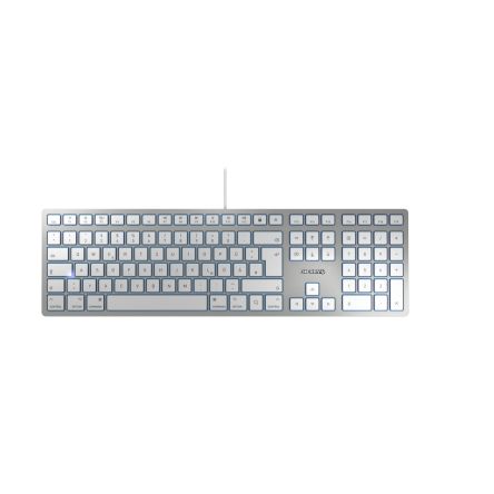 Cherry CHERRY KC 6000 C SLIM Wired USB Mac Keyboard, QWERTZ (German), Silver/White [JK-1610DE-1]; 281-9289