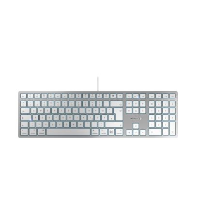 Cherry CHERRY KC 6000 C SLIM Wired USB Mac Keyboard, QWERTZ (German), Silver/White [JK-1620DE-1]; 281-9291