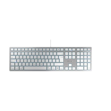 Cherry CHERRY KC 6000 C SLIM Wired USB Mac Keyboard, QWERTY (UK), Silver/White [JK-1620GB-1]; 281-9293