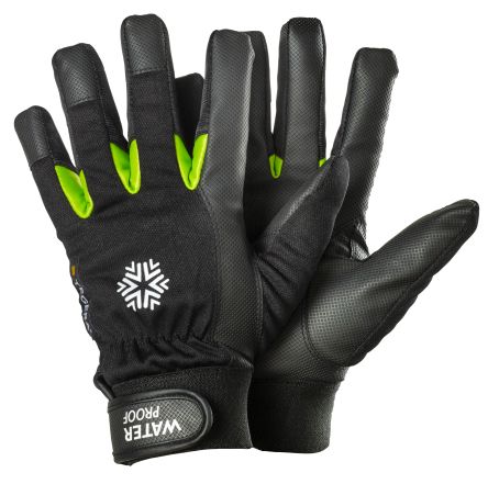 Jalas Tegera 517 Black, Green Leather Waterproof Gloves, Size 7 [517-07]; 281-9554