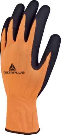 Delta Plus APOLLON VV733 Black, Orange Polyester Breathable Work Gloves, Size 7, Latex Coating [VV733OR07]; 282-1120