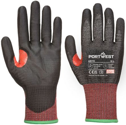 Portwest Polyurethane Work Gloves, Polyurethane Coating [A670XS]; 282-3173