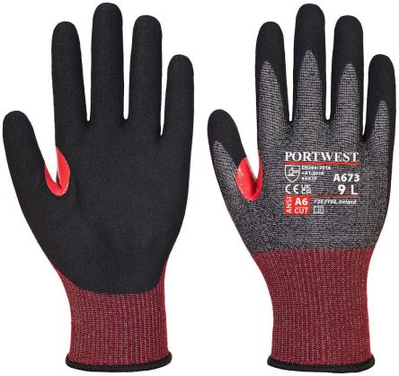 Portwest Nitrile Gloves, Nitrile Foam Coating [A6732XL]; 282-3174
