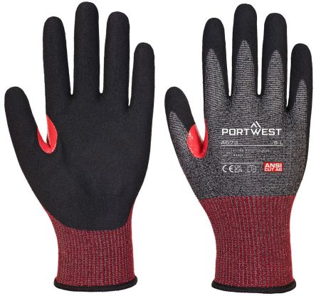 Portwest Nitrile Glove, Nitrile Foam Coating [A673XS]; 282-3179