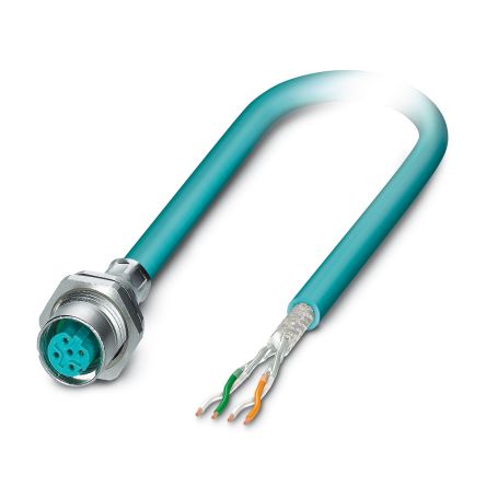 Phoenix ContactVS-M12FSBP, 2m Cat5, Blue M12 to Male Unterminated, Shielded, Terminated Polyurethane Sheath [1405866]; 282-4665