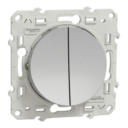 Schneider Electric Grey Rocker Switch, 2 Way, 2 Gang, Odace [S530214]; 287-6187
