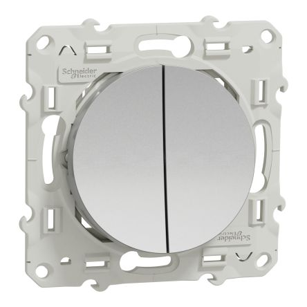 Schneider Electric Grey Rocker Switch, 2 Way, 1 Gang, Odace [S530285]; 287-6193