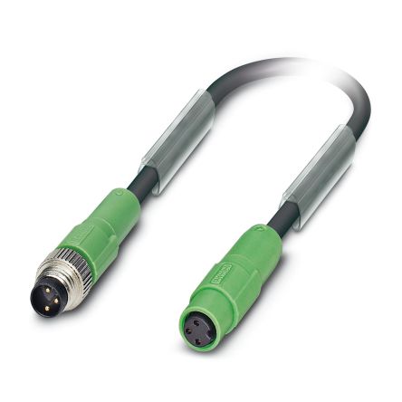 Phoenix Contact Straight Male 3 way M8 to Straight Female 3 way M8 Actuator/Sensor Cable, 3m [1417701]; 287-7736