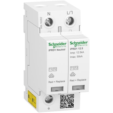 Schneider Electric Surge Arrester, 50kA, 350V ac, Clip-On Mount [A9L16282]; 288-7105