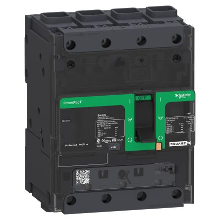 Schneider Electric, PowerPact MCCB 4P 50A, Breaking Capacity 18 kA, Clip-On [BGF46050]; 288-7140