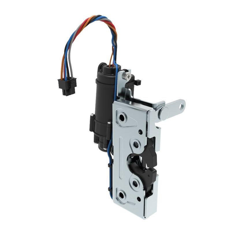 SOUTHCO Rotary Push-to-Close Latch, Heavy Duty Size, Two Stage, 12 V Electronic Actuation with Switch, Perpendicular Lever, M6 Thread, Steel, Zinc Plate, Bright chromate [R4-50-32-1EA1-10]