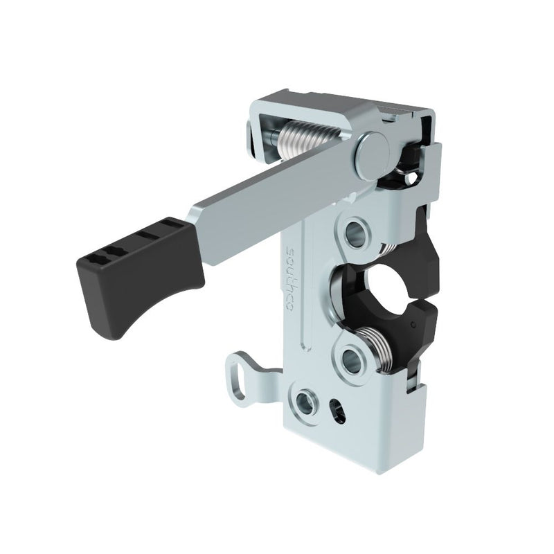 SOUTHCO Push-to-close Rotary Latch, Heavy Duty Size, Two Stage, Pre-loaded Hand Lever, Dual Trigger, Hand / Bottom Cable, Rod, 7.2 mm Thru, Steel, Zinc Plate, Bright Chromate [R4-50-40-4A51-10]