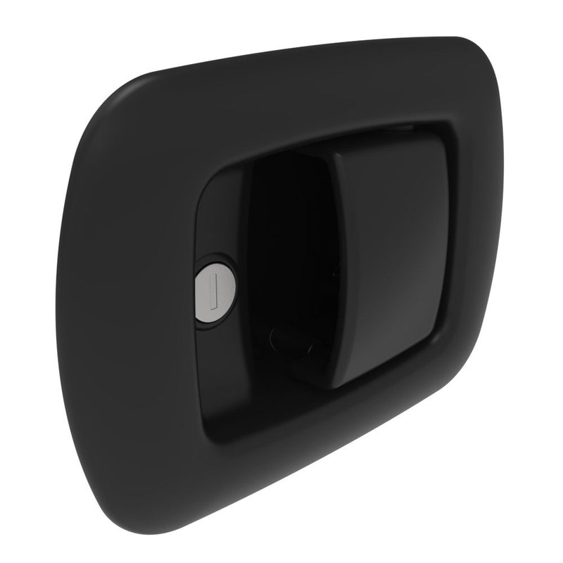 SOUTHCO Rotary Push-to-Close Latch, Paddle Actuated, Single Stage, Key Locking, Black Powder Coat Handle [R4-81-211-50]